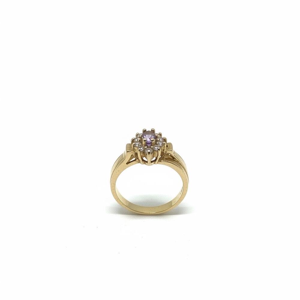 Simulated Amethyst and Crystal Halo Ring